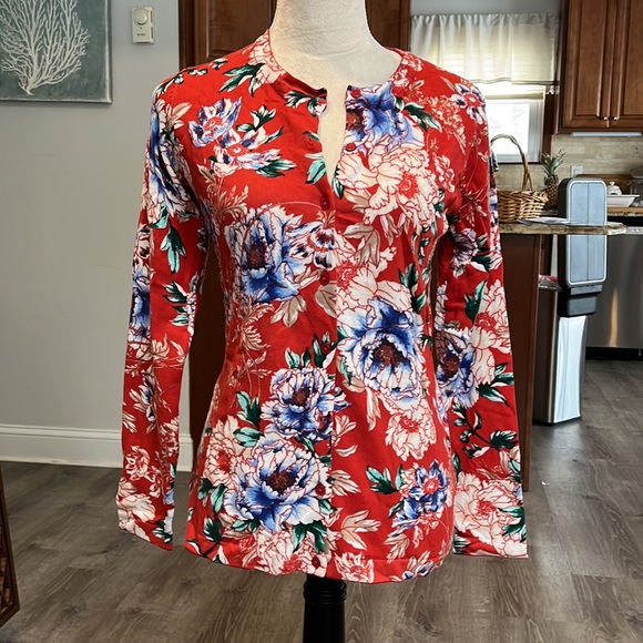 🌼Brand New Isaac Mizrahi China Print Floral Cardigan size XXS BEAUTIFUL!!!🌸💕 - Picture 6 of 7